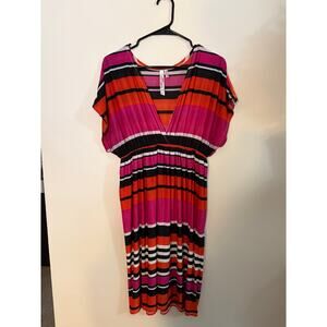 Sunkissed Couture Knee Length Dress Rainbow Striped - XL